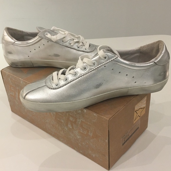 Golden Goose Halleystar Sneaker Silver Leather NIB - Picture 3 of 9